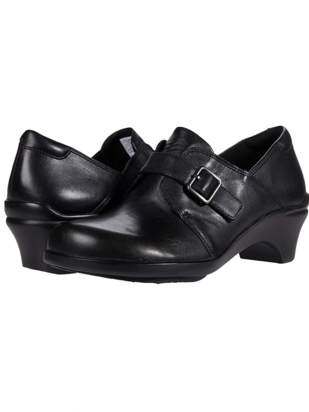 ARAVON Stridarc Monk Booties Slip On Black Leather Clogs Occupational Shoes 8.5